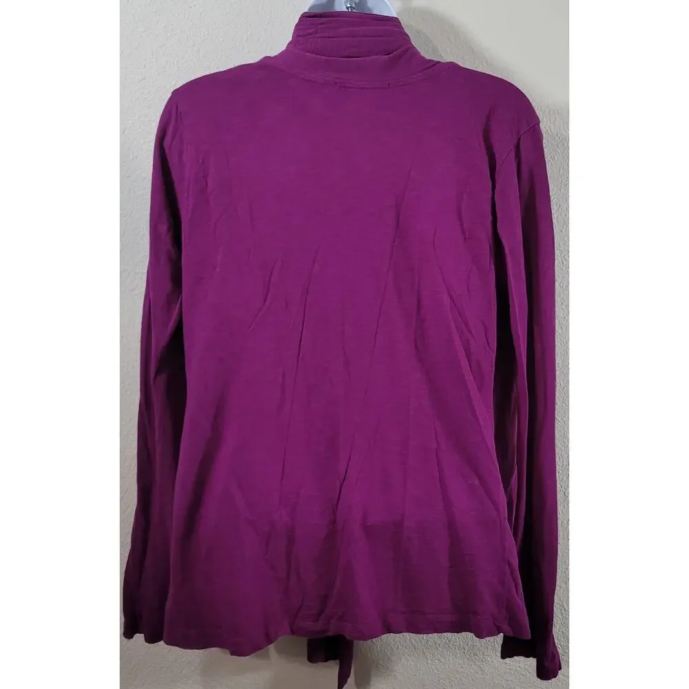 Alternative Fuchsia Draped Front Slub Knit Cardigan Sweater Small Lightweight